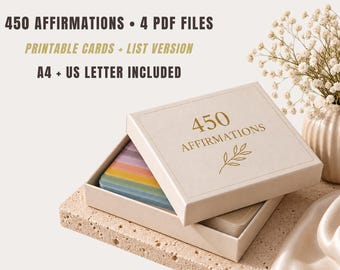 450 Printable Affirmation Cards for Women | Self Love, Confidence, Gratitude (Digital Download)