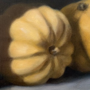 SALE Acorn Squash, Original Oil Painting on 8x10 canvas panel, Still Life, Halloween, Pumpkin, Fall, Autumn, Fine Art, Classic Art, Gourd image 2