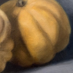 SALE Acorn Squash, Original Oil Painting on 8x10 canvas panel, Still Life, Halloween, Pumpkin, Fall, Autumn, Fine Art, Classic Art, Gourd image 3