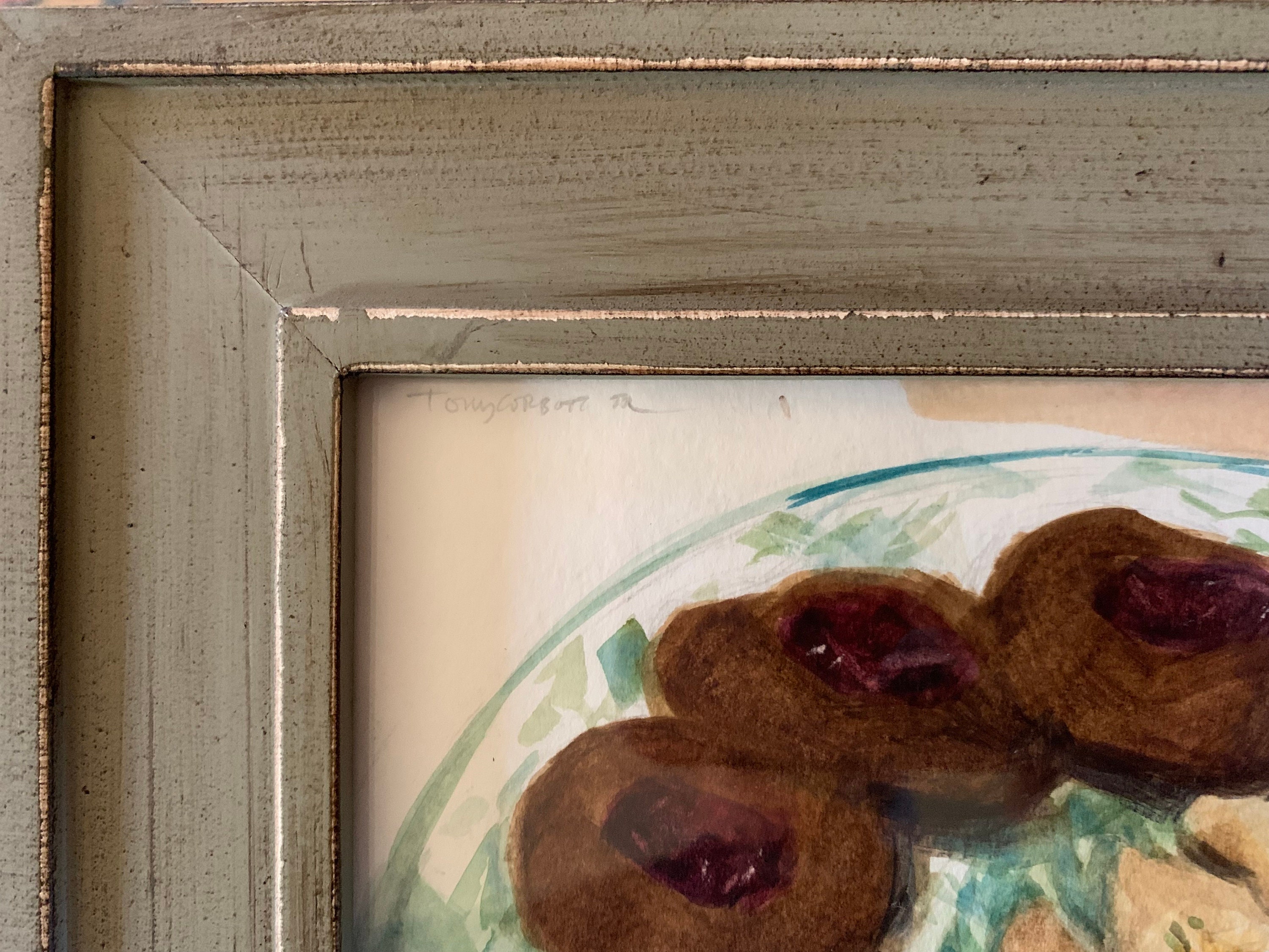 Christmas Cookies 2, Framed Original Watercolor Painting on 5x7