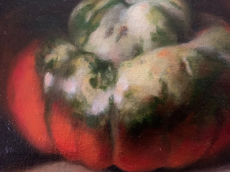 SALE Turks Turban Gourd, Original Oil Painting on 8x10 Linen Panel, Still Life, Halloween, Pumpkin, Fall, Autumn, Fine Art, Classic Art image 2