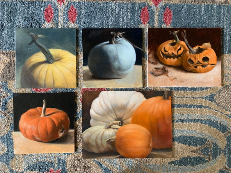 SALE Turks Turban Gourd, Original Oil Painting on 8x10 Linen Panel, Still Life, Halloween, Pumpkin, Fall, Autumn, Fine Art, Classic Art image 6