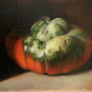 SALE Turks Turban Gourd, Original Oil Painting on 8x10 Linen Panel, Still Life, Halloween, Pumpkin, Fall, Autumn, Fine Art, Classic Art image 1