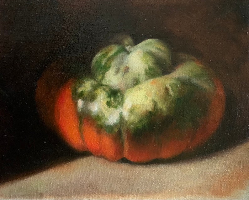 SALE Turks Turban Gourd, Original Oil Painting on 8x10 Linen Panel, Still Life, Halloween, Pumpkin, Fall, Autumn, Fine Art, Classic Art image 1