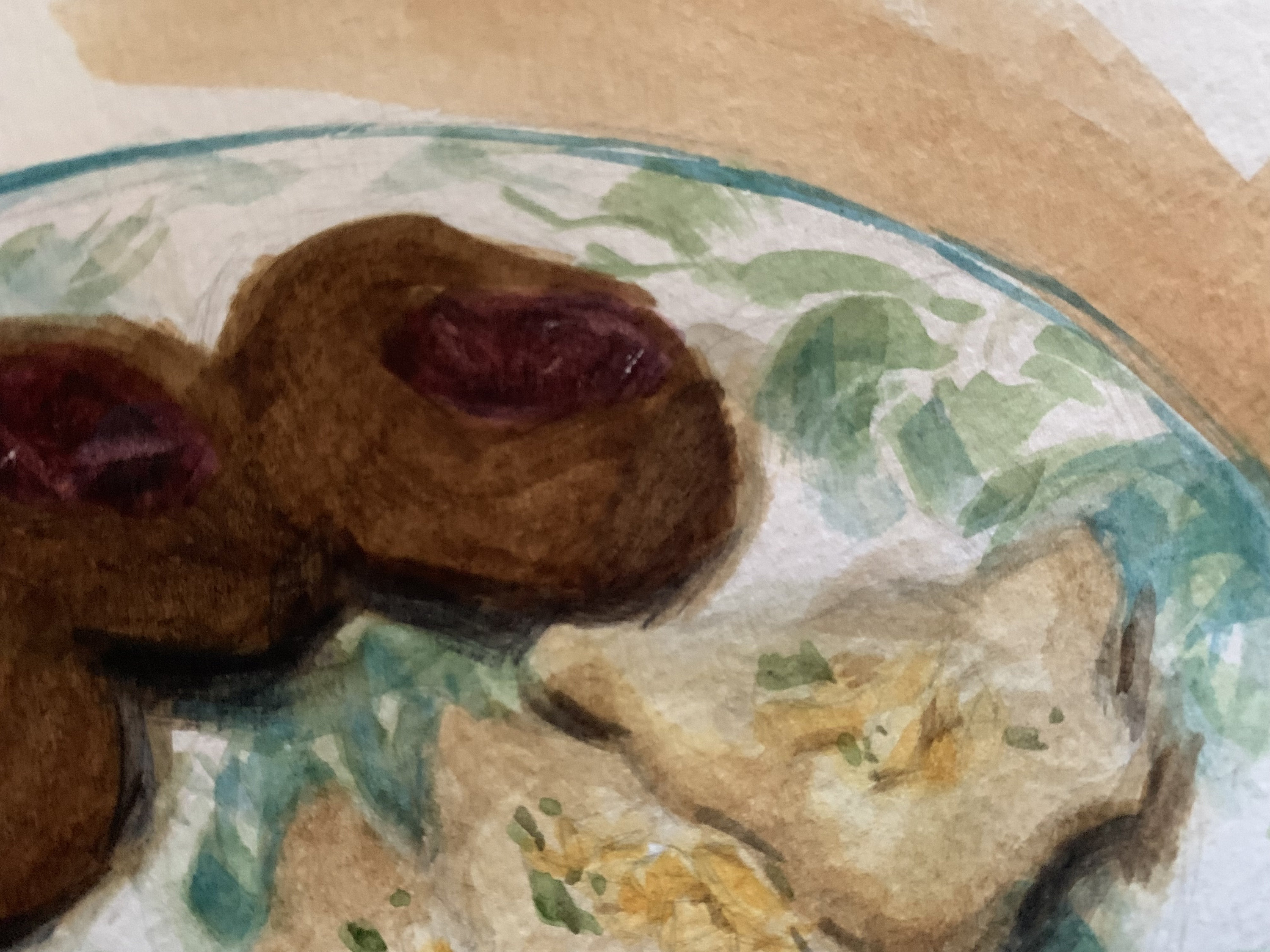 Christmas Cookies, Framed Original Watercolor Painting on 5x7