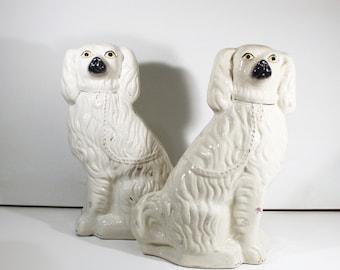 English Staffordshire Dogs Pair 14.5" Tall