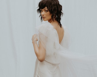 the butterfly wedding cape - ivory | Tulle Cape, Wedding Robe, Tulle Bridal Robe, Wedding Cape, Bridal Cape with Sleeves, Bridal Robe