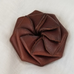 Leather Origami Rich Brown Coin Pouch Octogon