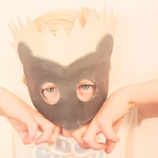Animal Character, Leather, Child's Play, Dress Up, Face Mask, Adjustable, Unisex, Whisperstouch