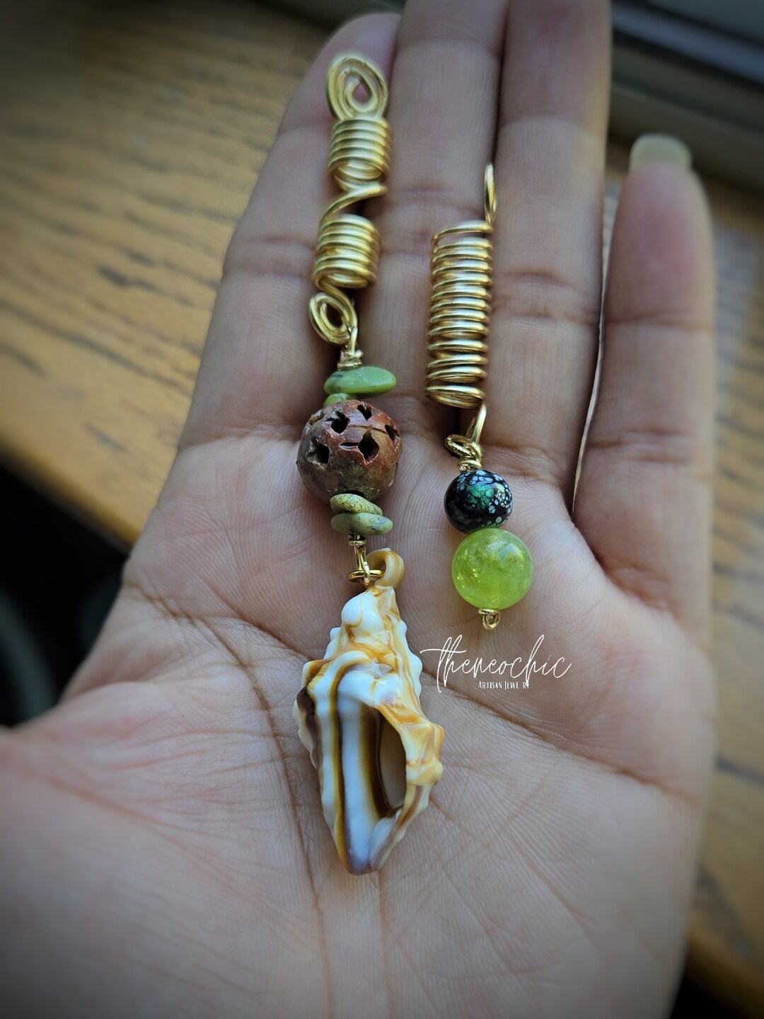 2 Piece Loc Jewelry Set Sea Shell Soapstone Dreadlock Jewelry - Etsy