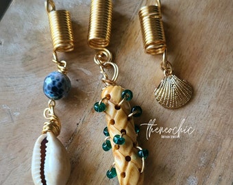 3 Piece Loc Jewelry Set | Beaded Shell Dreadlock Jewelry