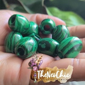 Set of 2 Beads |Malachite (synthetic) Loc Bead Dread Bead Loc Jewelry