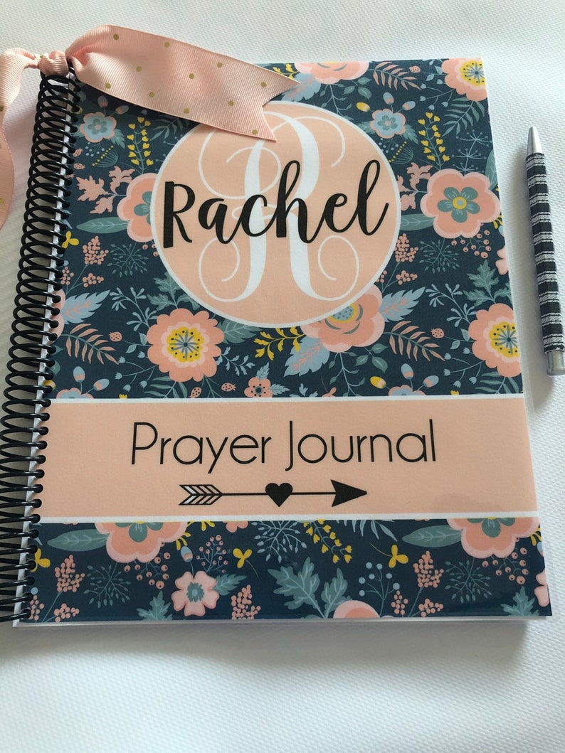 Mustard Seed Journals: Navy Floral and Peach on Blue image 0
