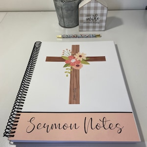 Mustard Seed Journals - Wooden Floral Cross Sermon Notes Journal