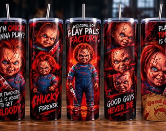 Halloween Movie Characters 20oz Tumbler Wrap, Horror Movies, Killers Tumbler Wrap, Neon Halloween Printable Design, Digital Sublimation