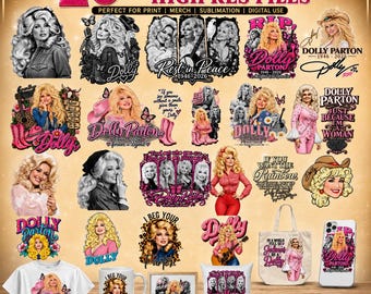 Dolly Parton Inspired PNG Bundle, Country Western Shirt Designs, Cowgirl Sublimation (Digital Download)