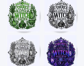 There's a Little Witch In All of Us SVG PNG, Witchy Halloween Png, Retro Witchcore Halloween Svg, Spooky Season Gift.