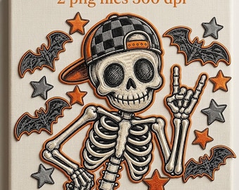 Boy Skeleton Halloween Png, Retro Checker Skeleton Shirt Design, Boys Spooky Season Sublimation, Kids Skeleton Ball Cap Download