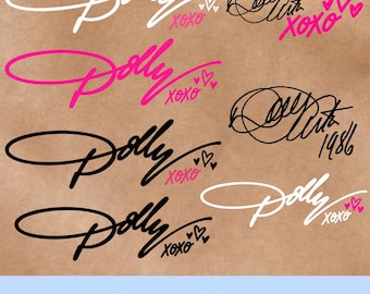 Dolly PNG, Country Music Signature Design, Nashville Cowgirl Western Bachelorette Sublimation Clipart, Digital Download