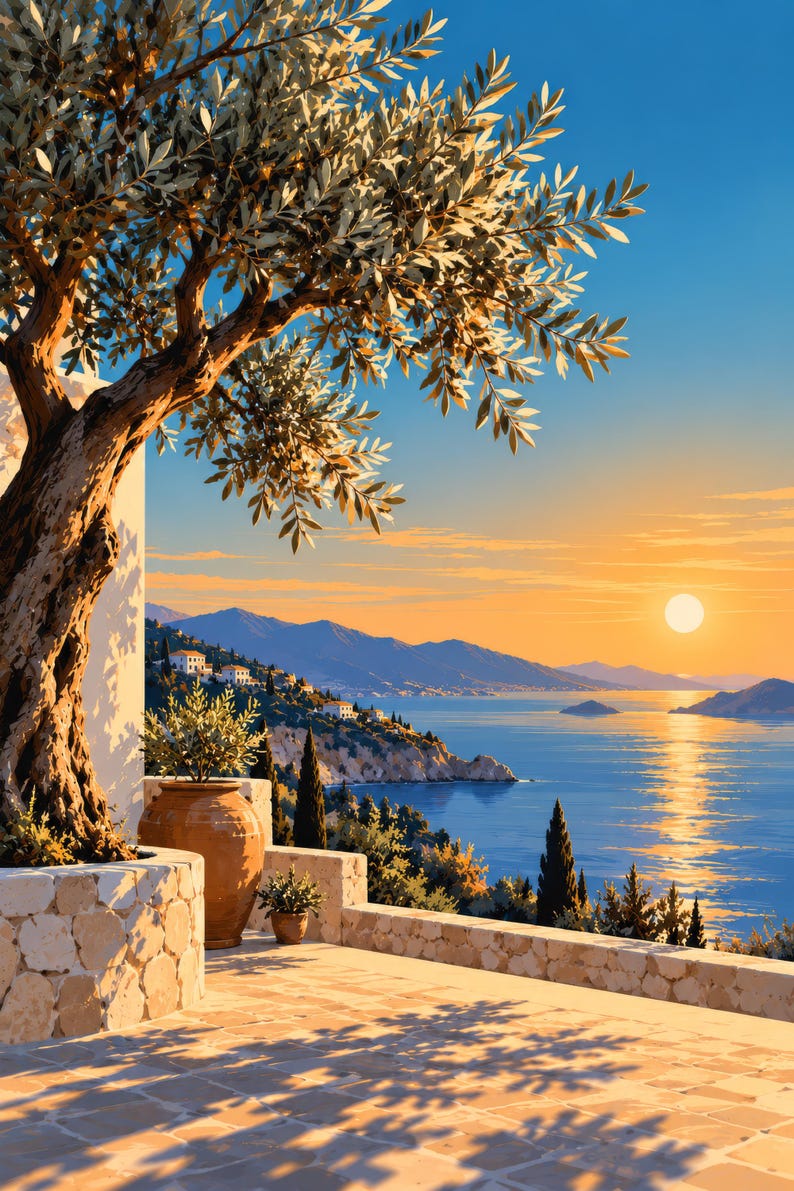 Olive Tree Wall Art, Olive Tree Print, Mediterranean Art, Coastal Wall ...