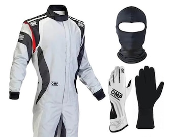 Kombinezon wyścigowy F1 OMP | Spersonalizowany strój do sportów motorowych | Kombinezon kartingowy unisex z rękawiczkami | We wszystkich rozmiarach