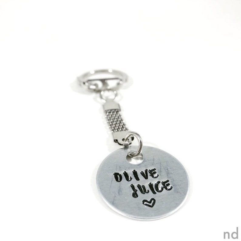 Love Keychain OLIVE JUICE & Heart Hand Stamped Keychain I Etsy