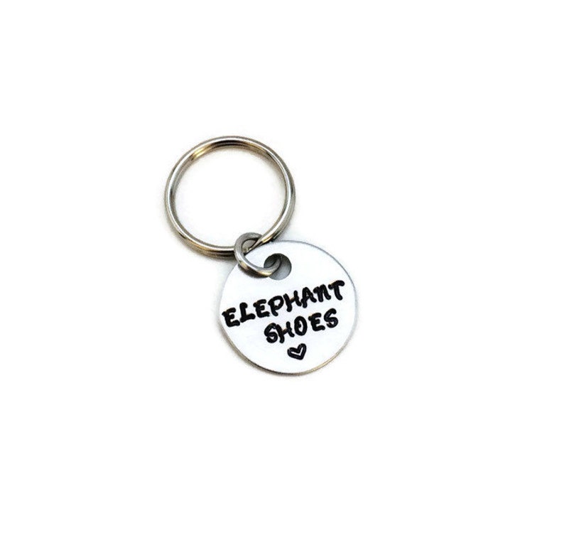 Love Keychain ELEPHANT SHOES & Heart Hand Stamped Keychain Etsy