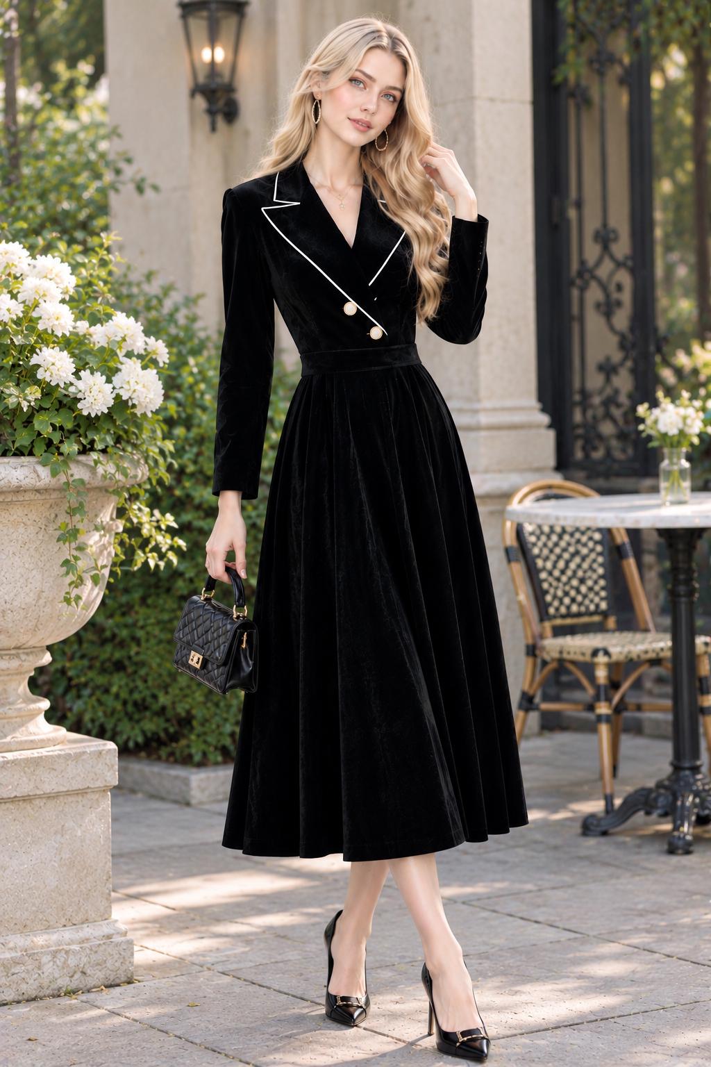 black velvet tuxedo dress Women Dresses Sheath dress