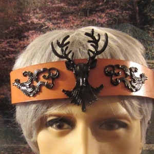 Men's Stag Headpiece Natural Leather, Cernunnos Celtic God of the Forest, Yule Crown, Pagan Ritual, Ren Faire, Ready to Ship image 1