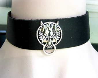 PN135 Cool Wolf Studded Pendant Men's Fashion Real Leather Choker Necklace BROWN PN135 Cool Wolf Studded Pendant Men's Fashion Real Leather Choker Necklace BROWN