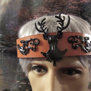 Men's Stag Headpiece Natural Leather, Cernunnos Celtic God of the Forest, Yule Crown, Pagan Ritual, Ren Faire, Ready to Ship image 4
