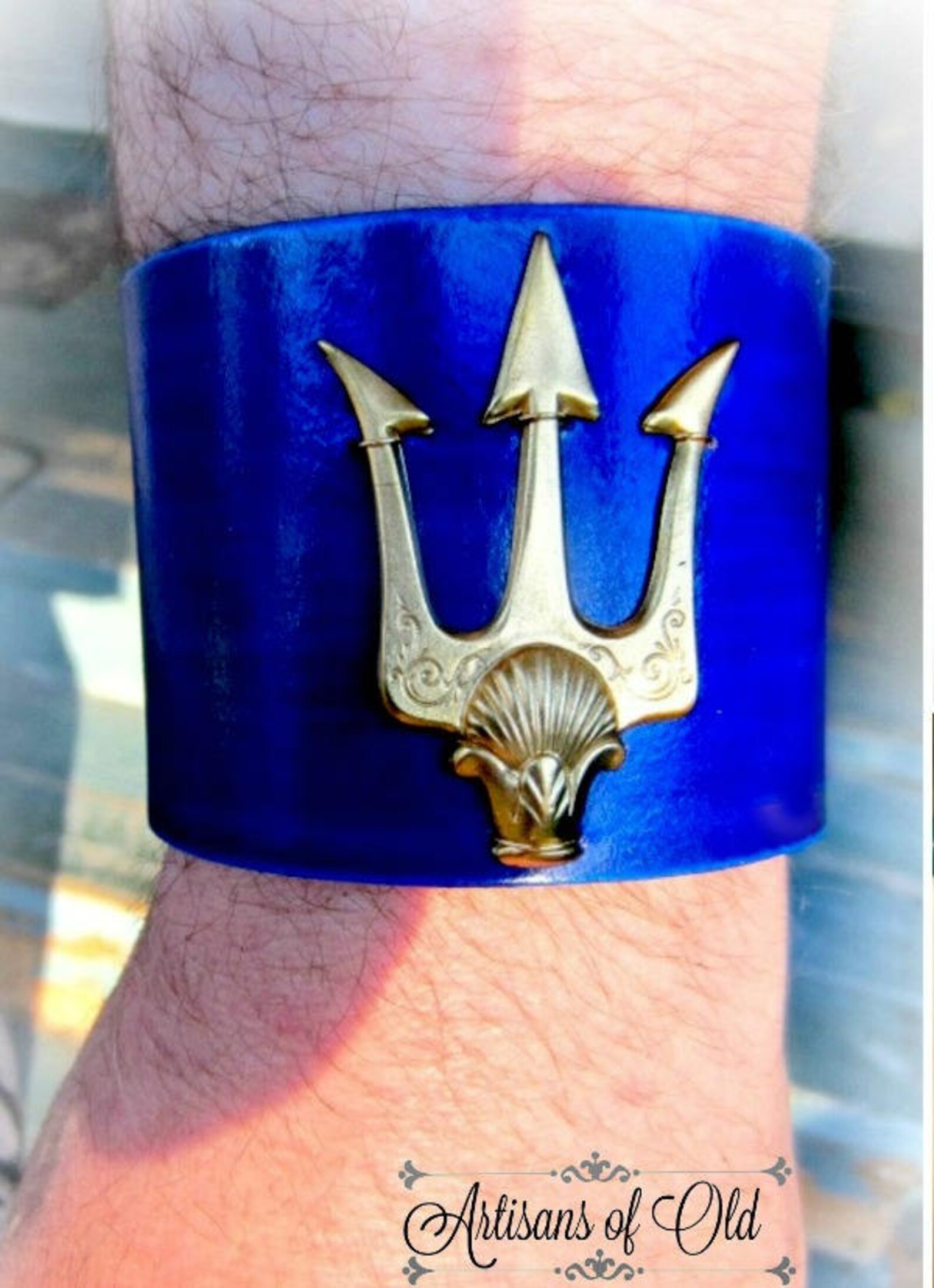 Poseidon Trident Leather Cuff Percy Jackson Leather - Etsy