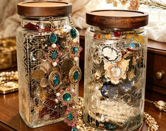 Vintage Mystery Jewelry Jar Blind Box, Antique Gemstone Jewellery Surprise Mix, Curated Vintage Jewelry Grab Bag