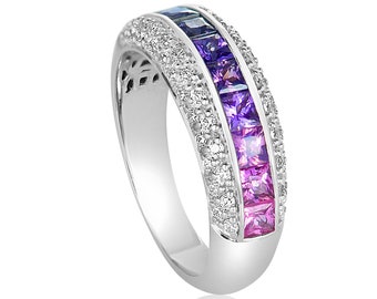 Caviar Cubic Zirconia Ring Matching Gay Couples Ring Sterling Silver Madelyn Purple Sapphire Ring Demisexual Transgender Agender Jewelry