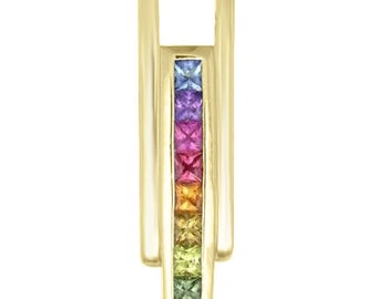 NEVADA Rainbow Spaceship Pendant in 14K Yellow White or Rose Gold 1.2 Carat Natural Gemstone LGBTQIA Jewelry P309