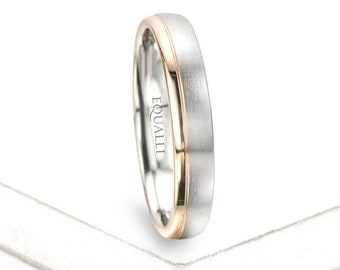 Alternative wedding ring 14K Gold, Unisex Two tone His and her promise rings,  Simple band ring, Mixed metal jewelry