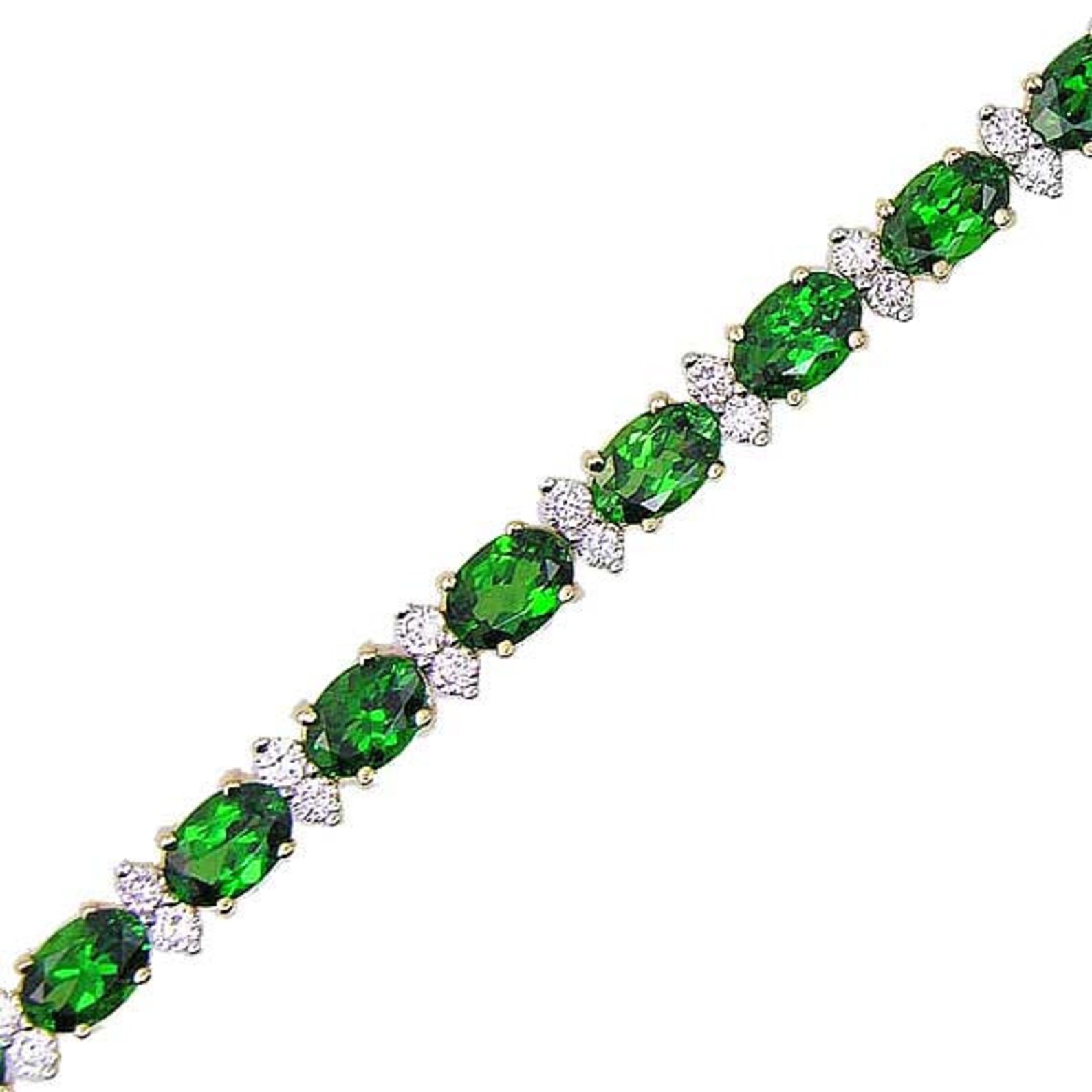 Tsavorite Green Garnet & Diamond Tennis Bracelet 14K YG 7 - Etsy New ...