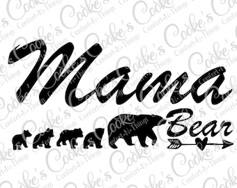 Mama Oso con 4 cachorros svg, mama oso svg, oso madre svg, oso y cachorros, Descarga instantánea