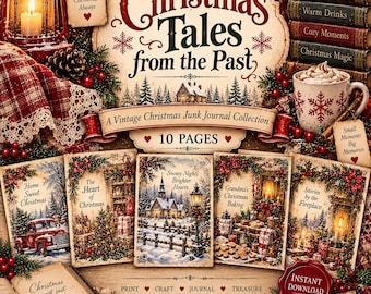 Vintage Christmas Junk Journal Pages, Nostalgic Holiday Scrapbook (Digital Download)