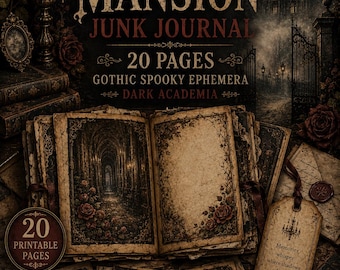 Haunted Mansion Junk Journal Kit, Gothic Printable Pages, Spooky Ephemera, Dark Academia Digital Paper