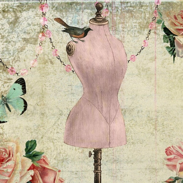 Shabby Seamstress Dress Form Sewing Etsy Shop Banner and Icon Set