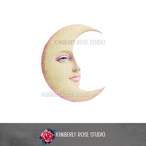 Paper Crescent Moon Clip Art/PNG Man in the Moon