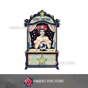 Imagen prediseñada PNG de la bola de cristal de la adivina kitsch "Gypsy Fortune"/Descarga de la adivina