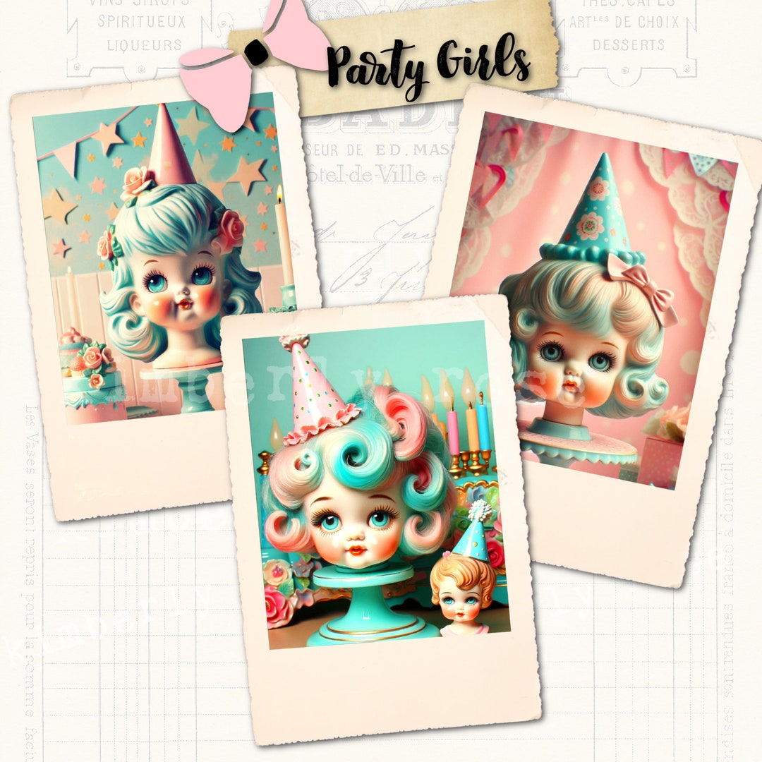 Kitsch Baby Party Girls Kitsch Baby Doll Clip Art: Vintage PNG Images (digital ...