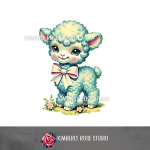 Blue Easter Lamb Kitsch Clip Art /Shabby Easter PNG/Easter Clip Art