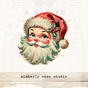 Retro Vintage Style Santa Head Clip Art/Png Image/Christmas Clip Art