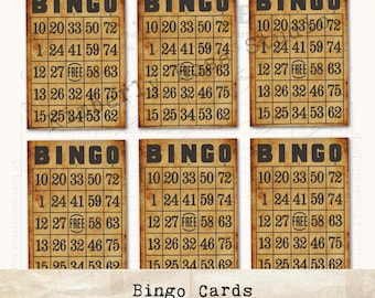 Vintage Bingo Cards Collage Sheet Instant Digital Download