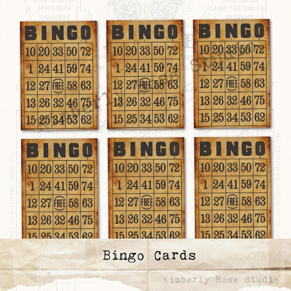 Vintage Bingo Cards Collage Sheet Instant Digital Download