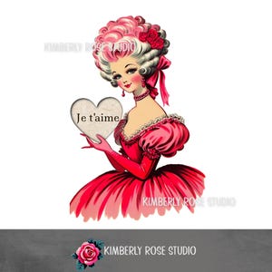 Valentine Marie Antoinette ""Je t'aime"" Clip Art Download/ Valentinstag Clip Art."