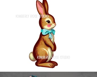 Retro Chocolate Bunny Clip Art: Kitsch Easter PNG (Digital Download)